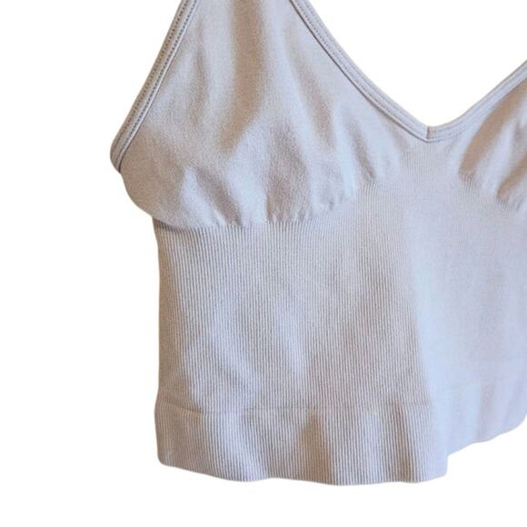 Free People Intimately Ribbed V Neck Cami Crop Top Nude XS/S - Picture 2 of 5